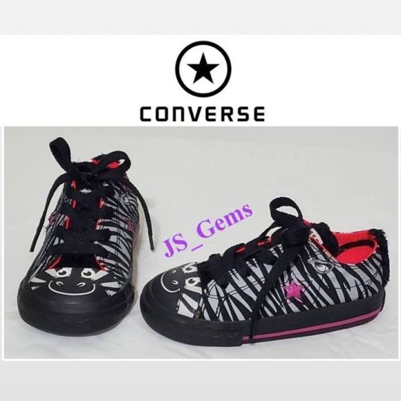 Converse One Star Suave Zebra Print Infant Toddle Girl Size 7 Shoes - Picture 1 of 16